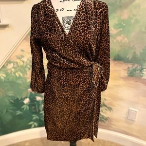 NWOT J.Crew animal print, velvet wrap dress